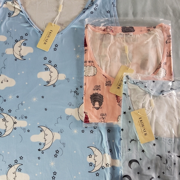 Ekouaer Other - Ekouaer Women's Moon and Cloud Pajama Set - Blue and Pink